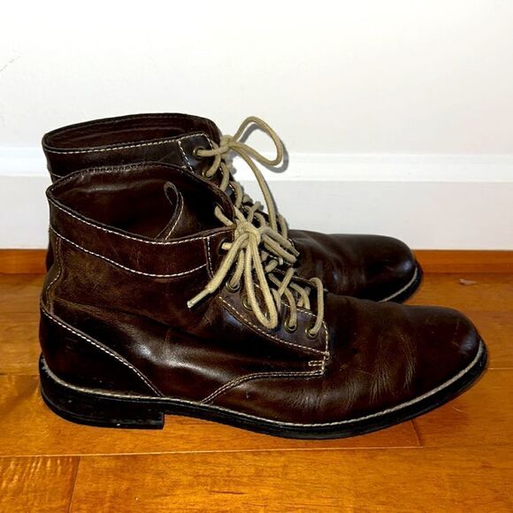 Cole Haan Brown Lace-Up Leather Boots Sz 10 - Picture 1 of 6